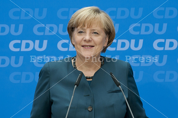 Press conference of Angela Merkel and Volker Bouffier